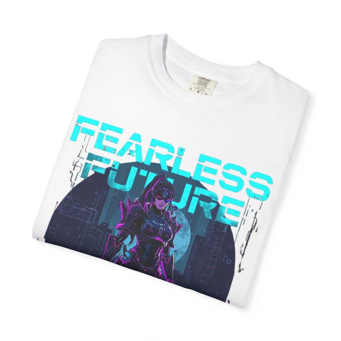 Fearless Future Unisex Garment-Dyed T-shirt, Retro Graphic Tee, Sci-Fi Fashion, Cyberpunk Style, Casual Wear, Gift for Nerds